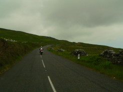 Riding in the country as night approaches.