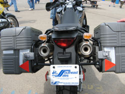 Hard bags on a BMW motorcycle.