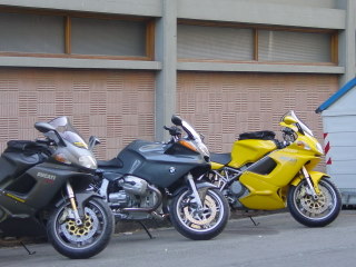 Our rented motorcycles in Italy. Early in the trip - still clean and shiny!