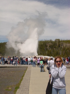 Old Faithful erupts at Yellowstone to my complete amazement!