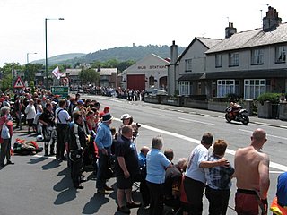 The gathering crowd in Ramsey on the first race day