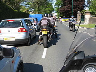 Lane splitting during rush hour traffic in the UK