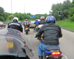 Finally, on the motorcycles, ready to leave London