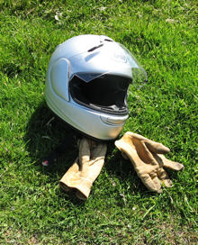 My helmet and gloves, resting.