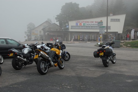 Motorcycles in Fog