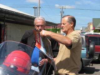 Bob is asking for directions from the locals, somewhere in Arkansas