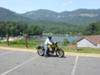 me on my Guzzi overlooking the beach at lake lure