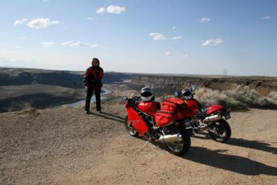 Jan and Ducatis at Swan Falls