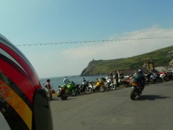 Motorcycle going through a curve