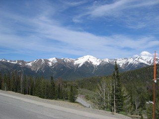 Mountains in the distance, seen while motorcycling in Idaho.