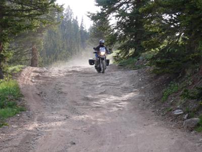 Riding Down a Rocky section of Cinnamon Pass