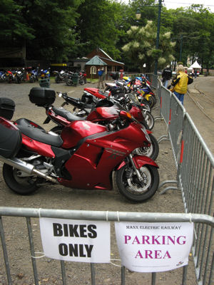 Bike only parking, on the Isle of Man during the TT races