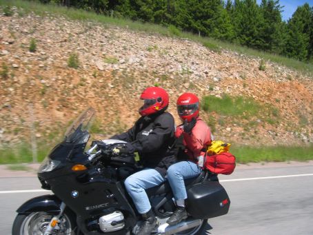 Her-Motorcycle - Riding 2 up, on our BWM RT, somewhere in Glacier National Park.