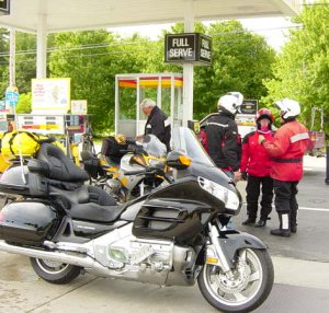 Motorcycles Fueling Up