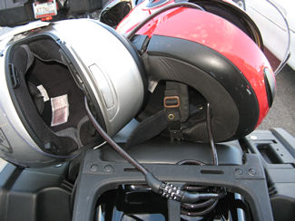 helmets locked together with a cable