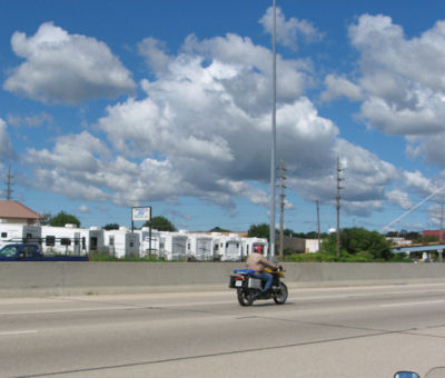 A motorcyclist on the highway