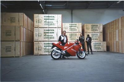 Me and my old boyfriend (in the back), at the Ducati factory, 1989