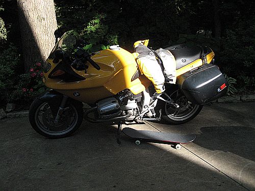Motorcycle  commuting and skateboards